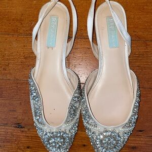 Betsey Johnson Molly Off White Embellished Flats